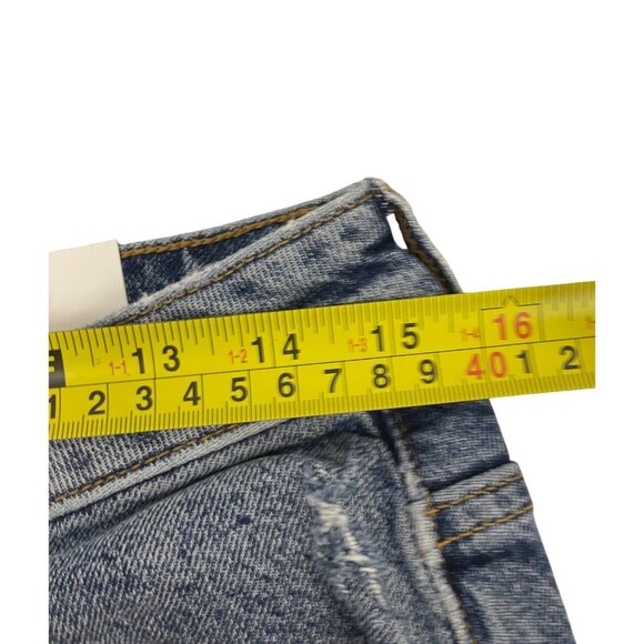 Zara Womens Crop Jeans EU 40 US 8 Relaxed Fit Blue Denim Distressed 8228/221 NWT - Picture 15 of 16